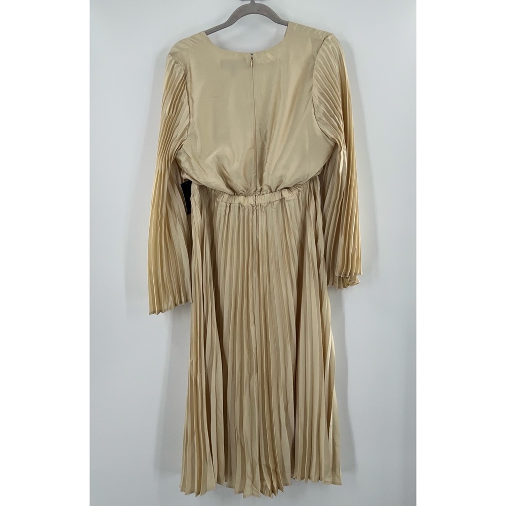 Eloquii Pleated Satin Midi Gown with Cutouts in Wood Ash size 14 NWT - Picture 4 of 9